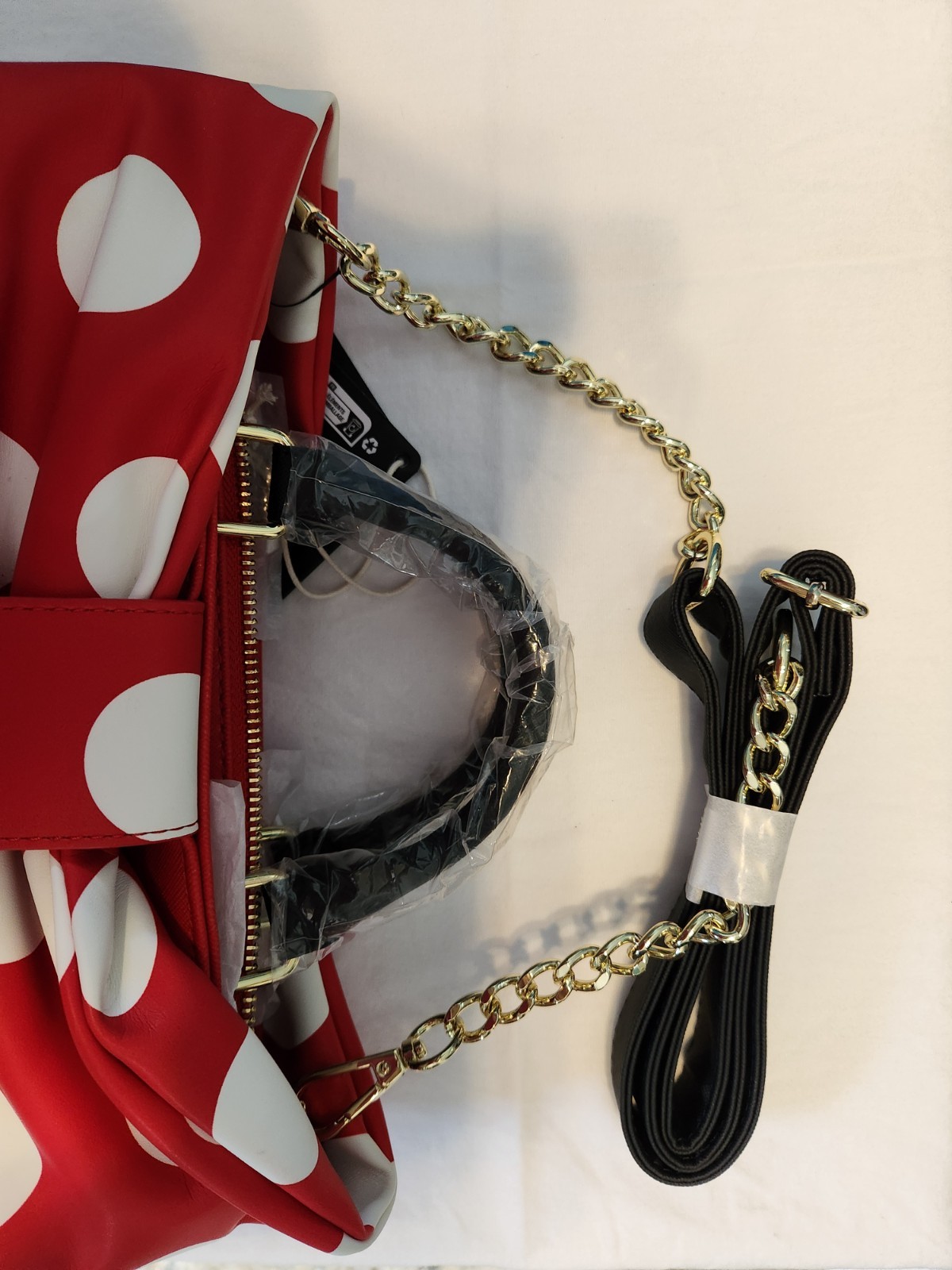 Loungefly Minnie Mouse Rocks the Dots Figural Bow Crossbody Bag NWT