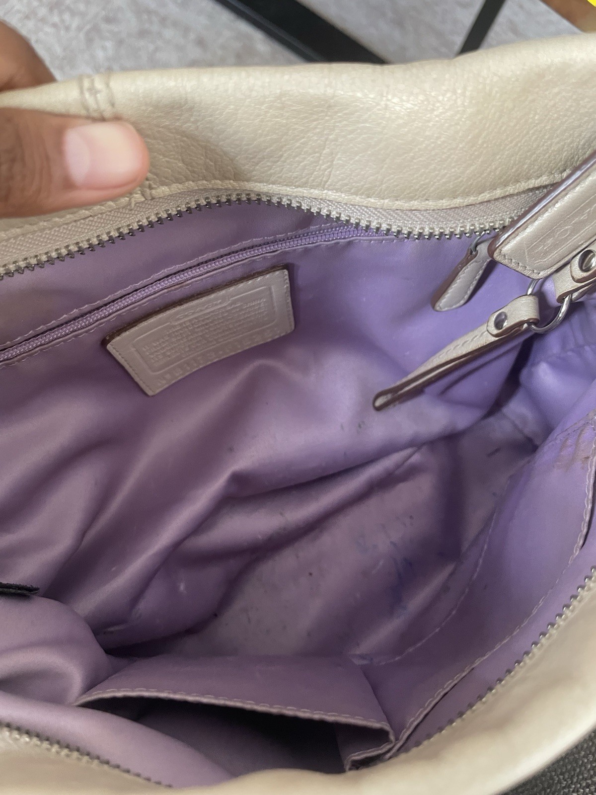 Coach Beige Crescent Shoulder Bag Silver Chain Carly Bag