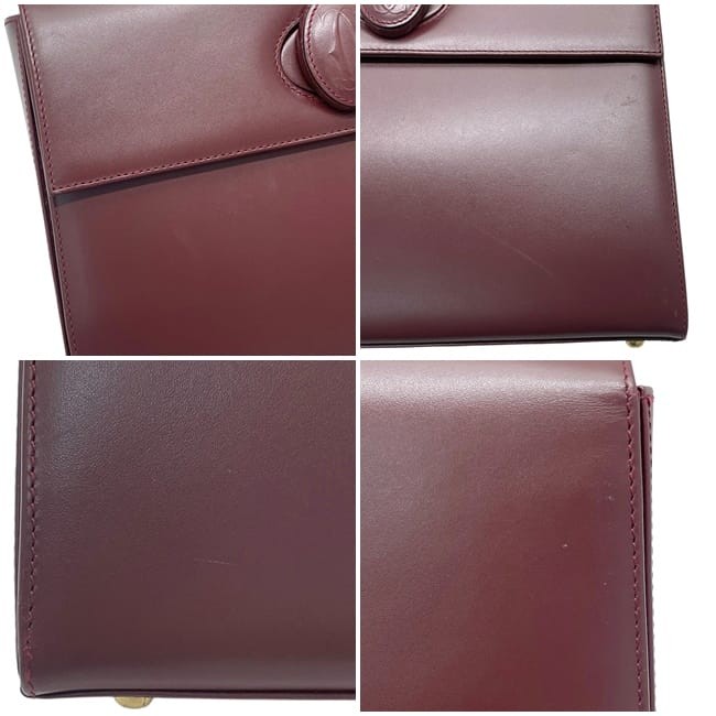 Pre-owned Cartier Bordeaux Must Leather Handbag, self-standing, wine-red, with