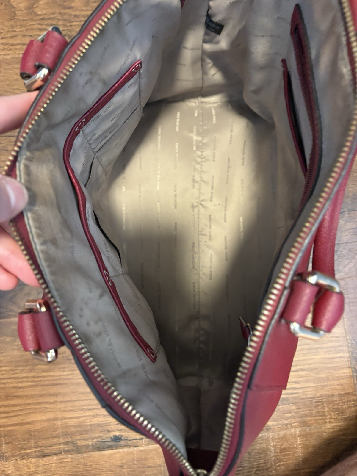 Michael Kors Ciara Large TZ Satchel Maroon Leather