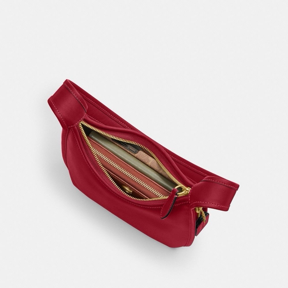 NWT Coach Curve Zip Shoulder Bag Glovetanned Leather CAF11 Brass/Ruby
