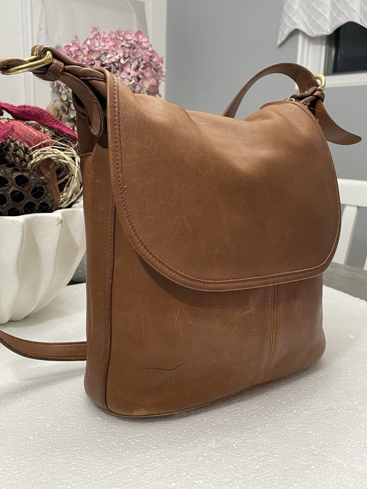 Vintage Coach Whitney 4115 Brown Leather Shoulder Bag Classic Flap