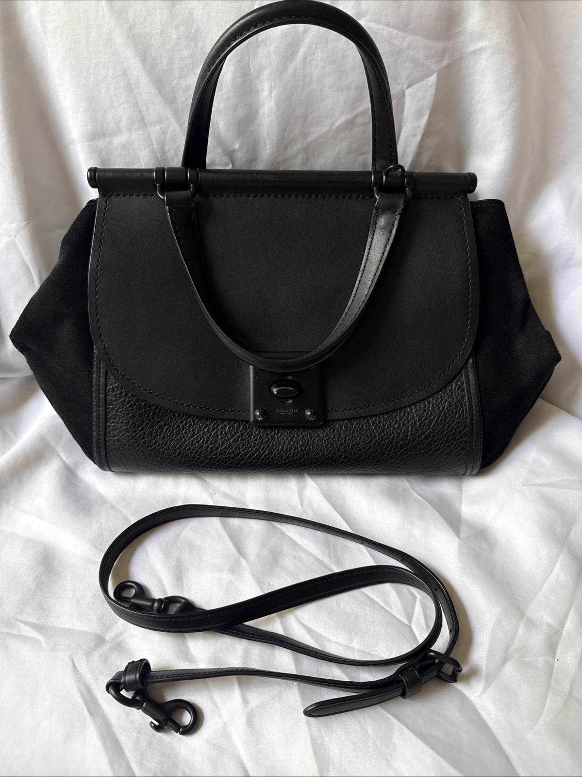 Authentic Coach Mixed Leather Drifter Carryall in Black