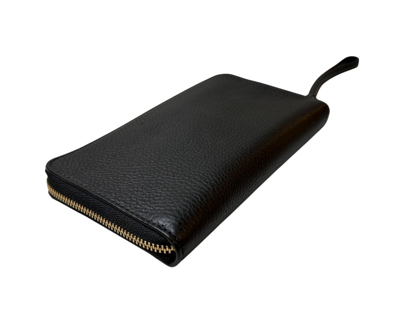 Coach F75908 Horse and Carriage Embossed Black Pebble Leather Wristlet Clutch Ph