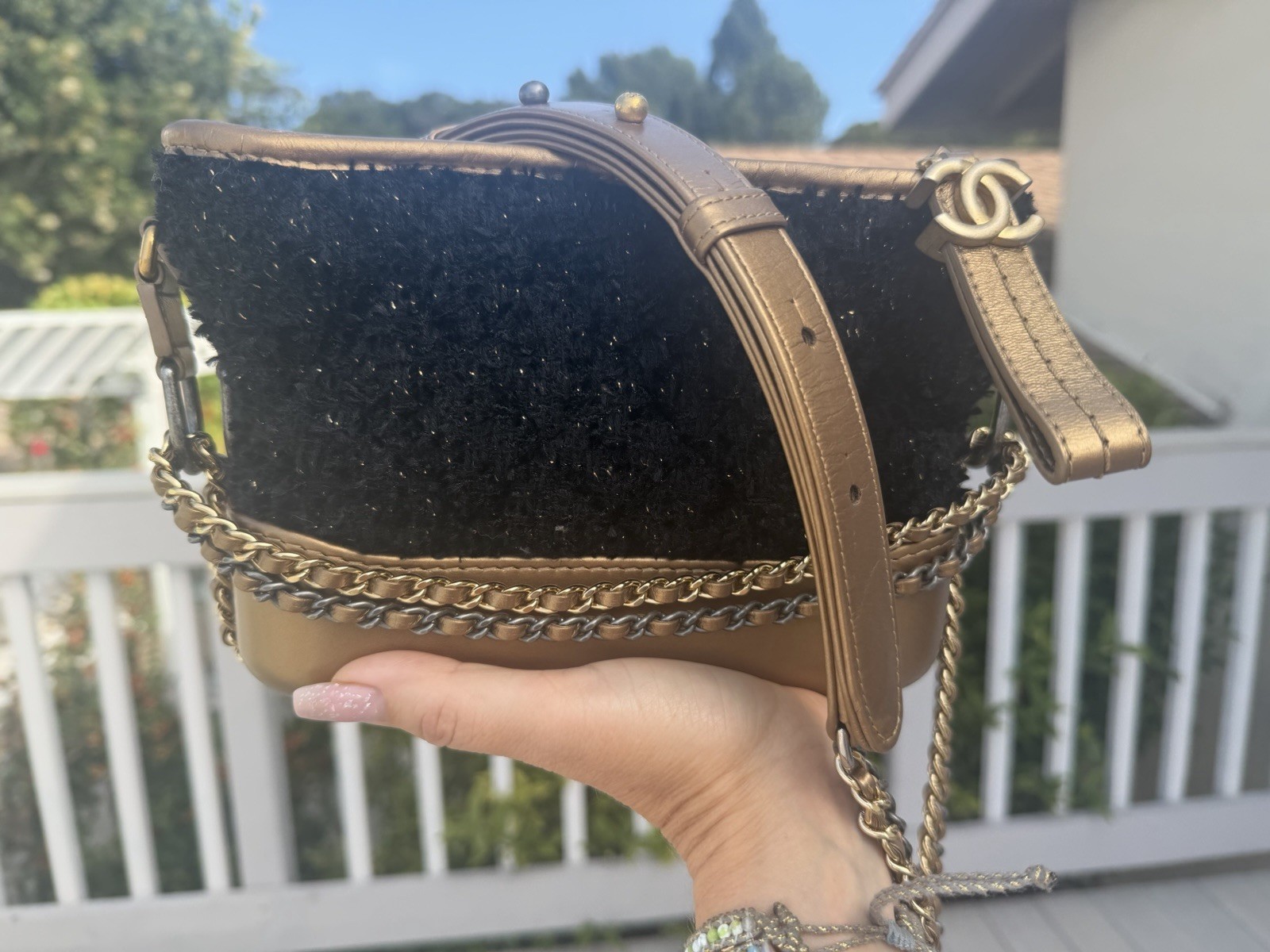 Collectible Discontinued Chanel Gabrielle Hobo Quilted Tweed and Calfskin