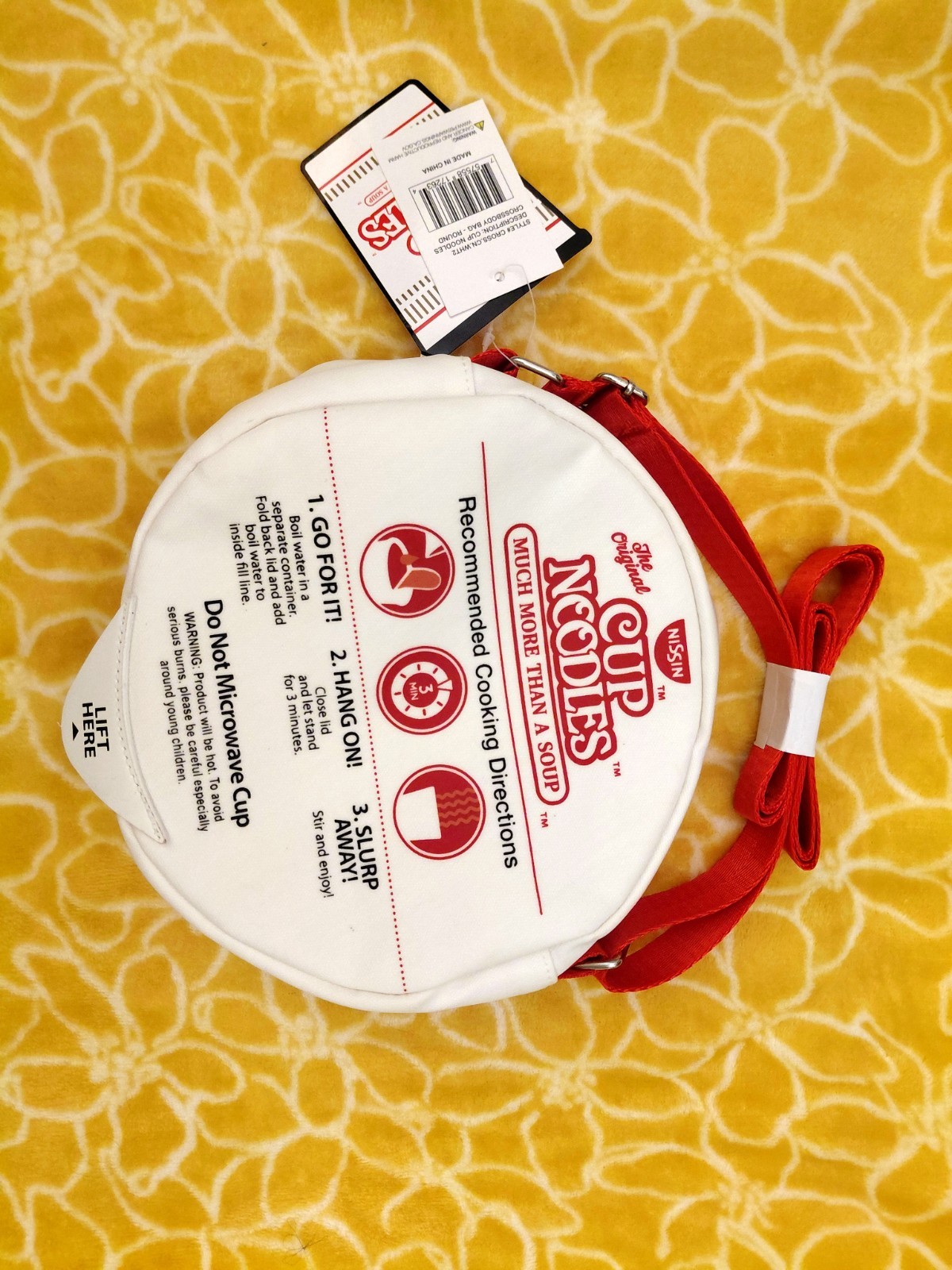 Nissin Cup Noodles Round Crossbody Bag Set w/ Clear Pouch, Coin Purse & Charm
