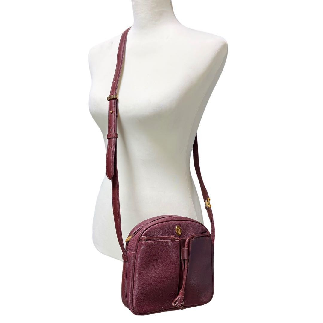 Cartier Mini Shoulder Bag Must de Cartier Leather Women Used Authentic