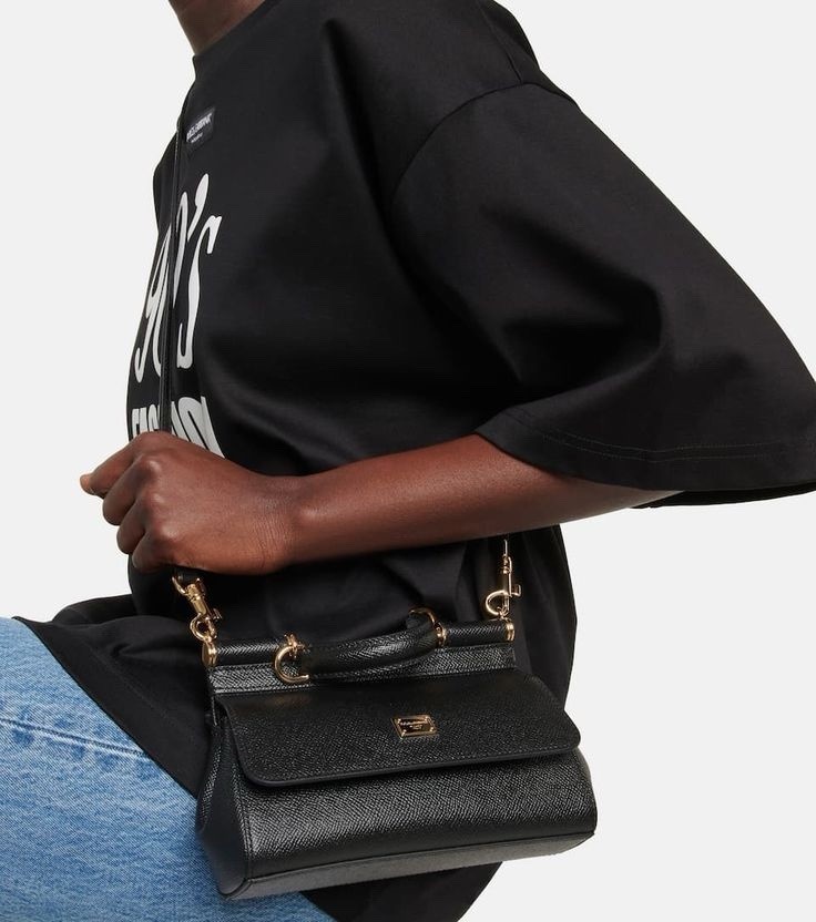 Dolce&Gabbana Mini Sicily Dauphine Calfskin Leather Black Top Handle Bag