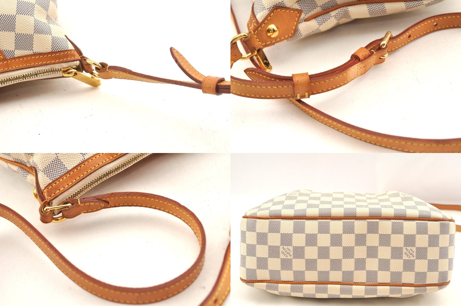 Authentic Louis Vuitton Damier Azur Siracusa PM N41113 Shoulder Cross Bag AC419