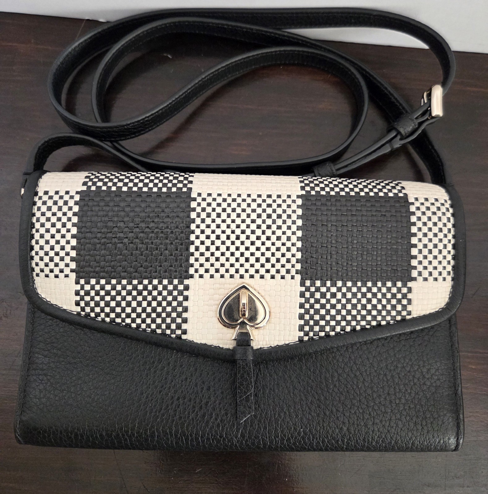 Kate Spade Marti Wallet Crossbody K6027 Black & White Gingham