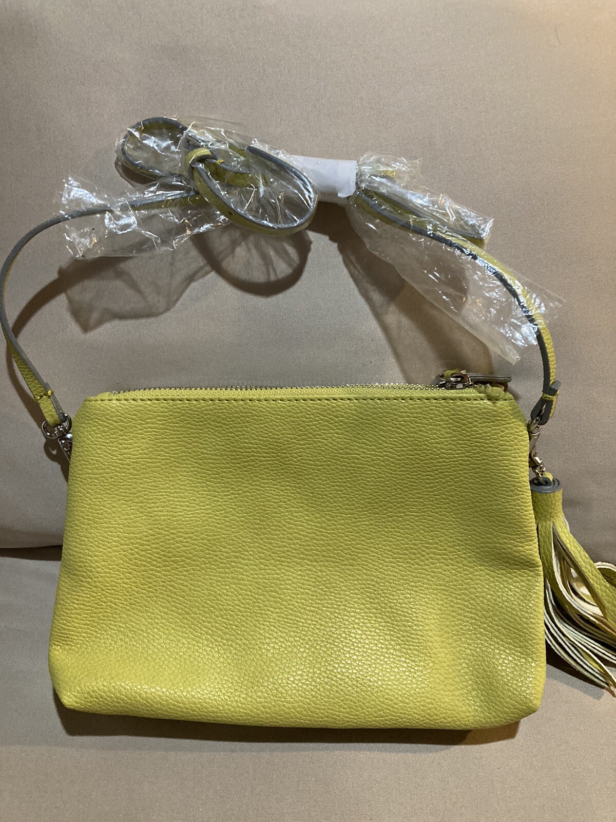 NEW JustFab Just Fab Lime Faux Leather Crossbody Purse with big EYES Fun Kooky!