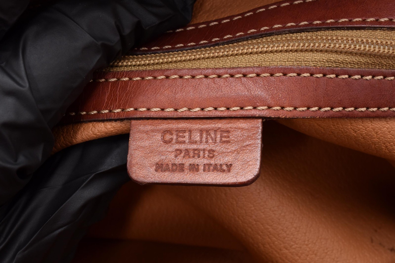 CELINE Macadam Brown PVC Leather Dome Handbag Top Handle Self Standing Authentic