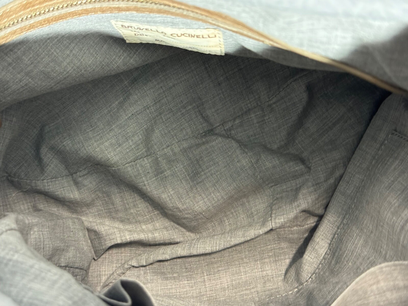 BRUNELLO CUCINELLI GENUINE LEATHER BROWN TAN CROSSBODY SHOULDER PURSE BAG TOTE
