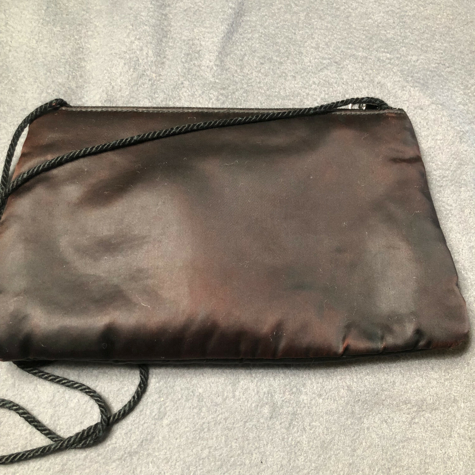 The Parisian Evening Bag purse, black brown rhinestones, Cord Strap vintage 80s