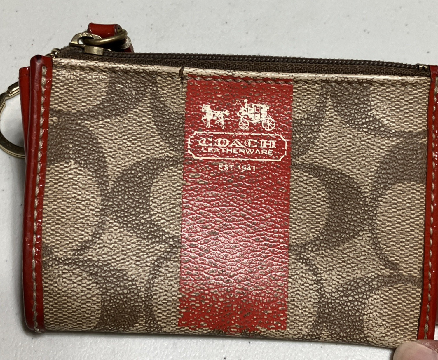 Vintage Rare Coach Mini Skinny ID Case Zip Change Purse Key Chain