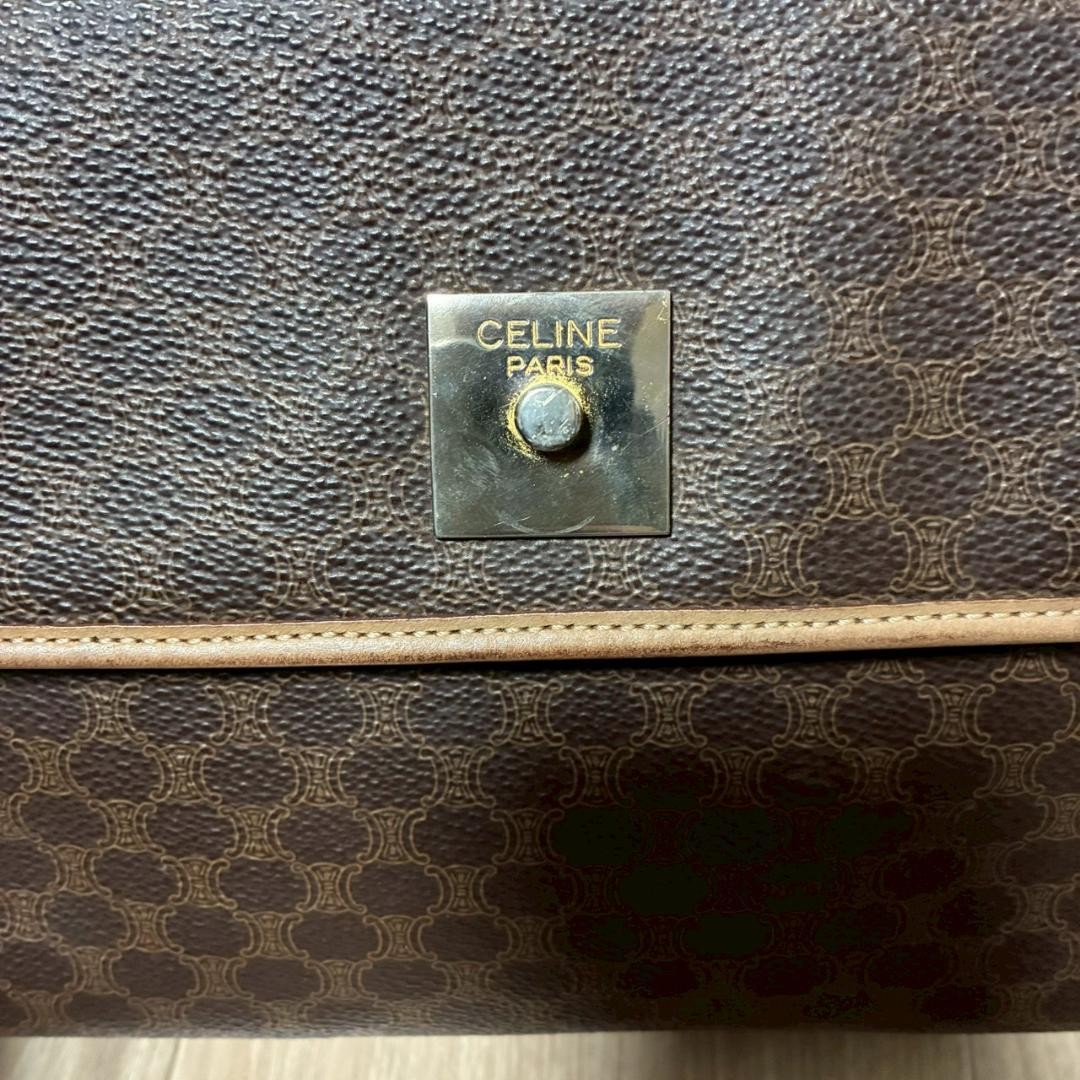 CELINE Macadam Brown Canvas Mini Shoulder Bag Missing Hardware Auth From Japan