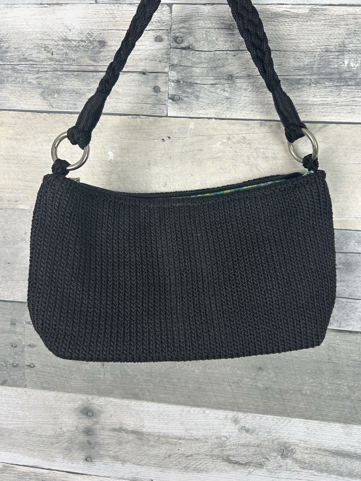 LINA Women Crossbody Crochet Purse Zip Closure Black Parties Casual Work