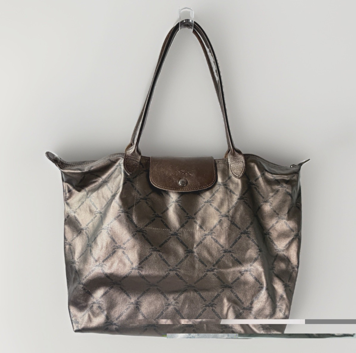 Longchamp Tote Bag LM Metal Large Metallic Bronze Monogram Made in France