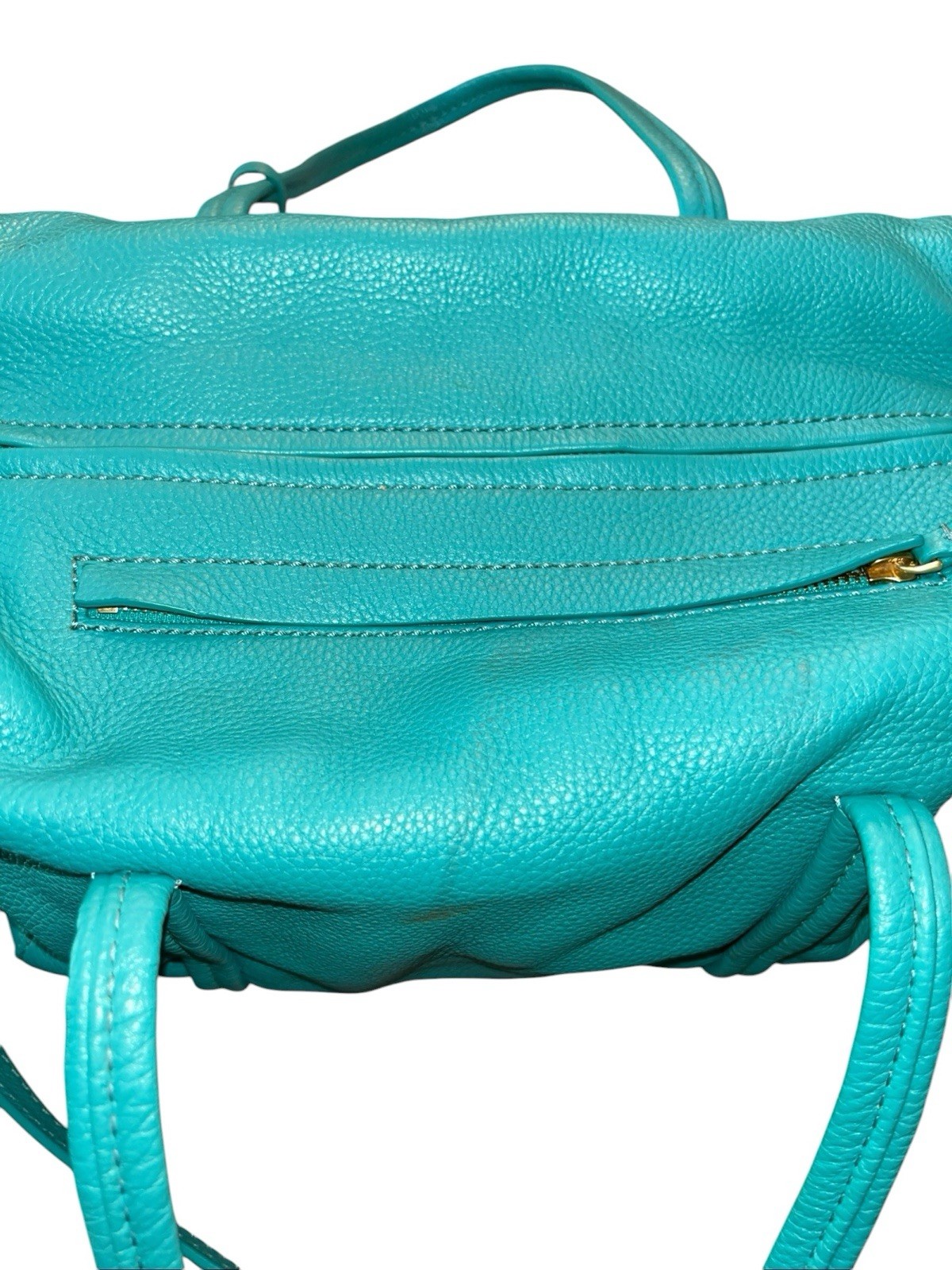Vera Bradley Purse Bag Large Teal Leather Adjustable Straps Floral Interior