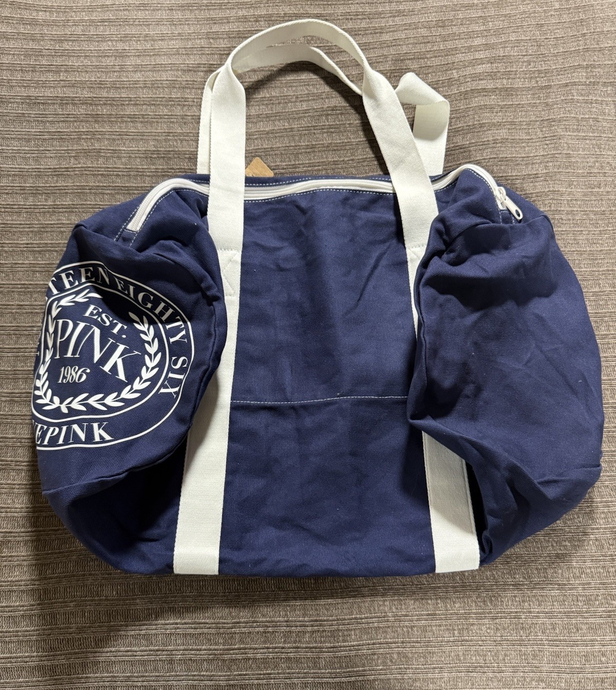 Victoria’s Secret PINK Travel/Gym Duffle Overnight Canvas Bag NWT Blue Logo