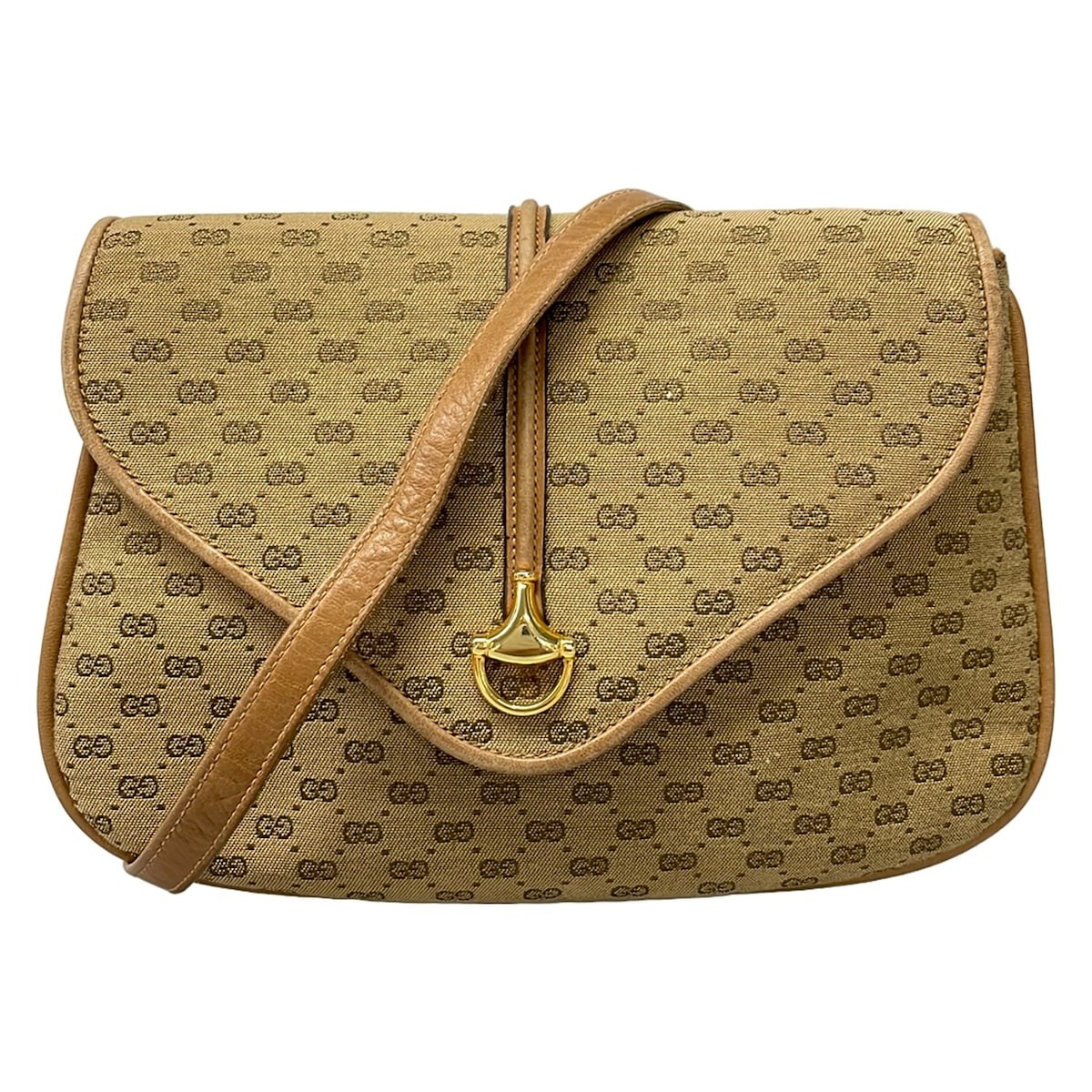 GUCCI Micro GG/Old Gucci Beige Brown Jacquard Leather Shoulder Bag