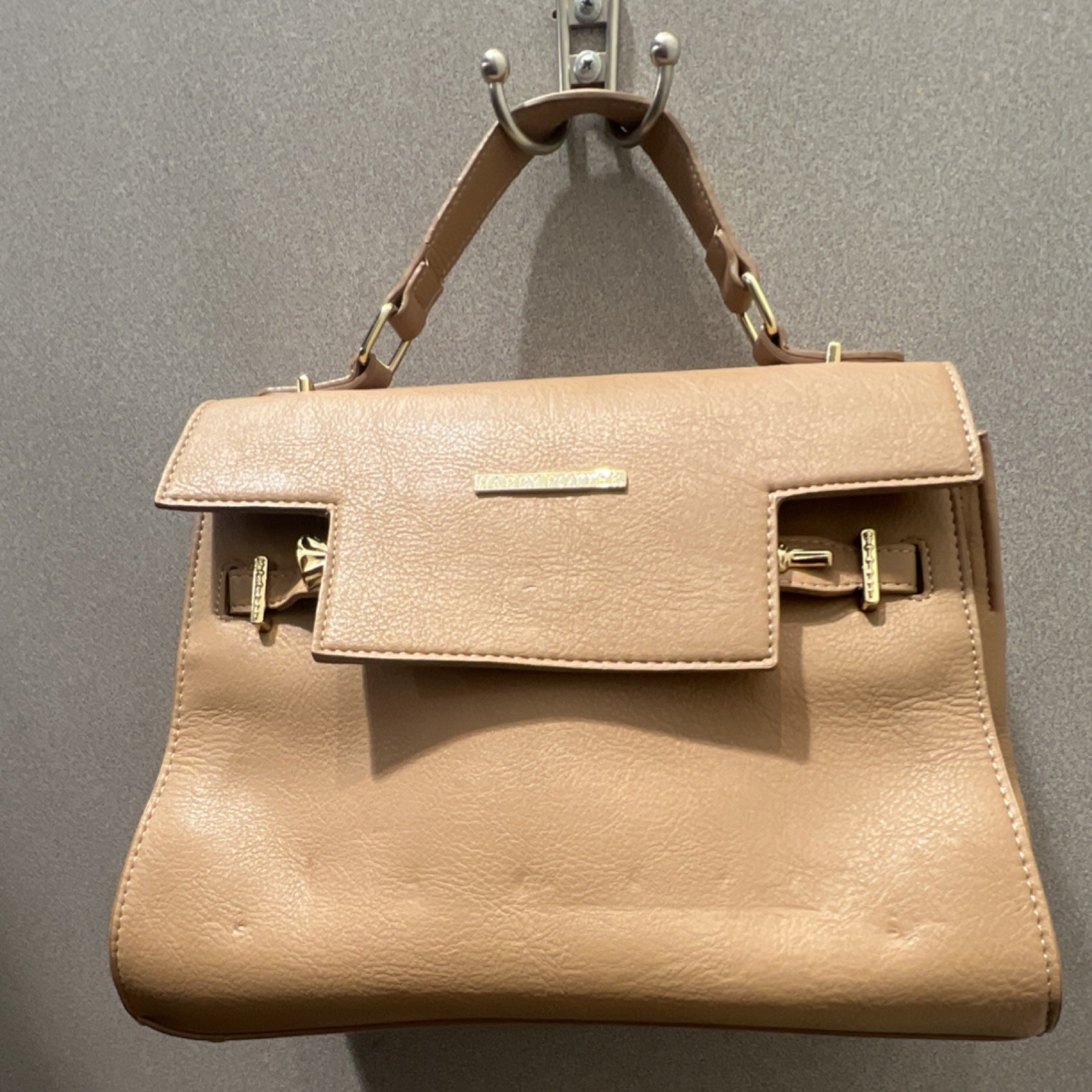 Harry Potter Beige Satchel Top Handle Bag Gold Hardware Wand Accent