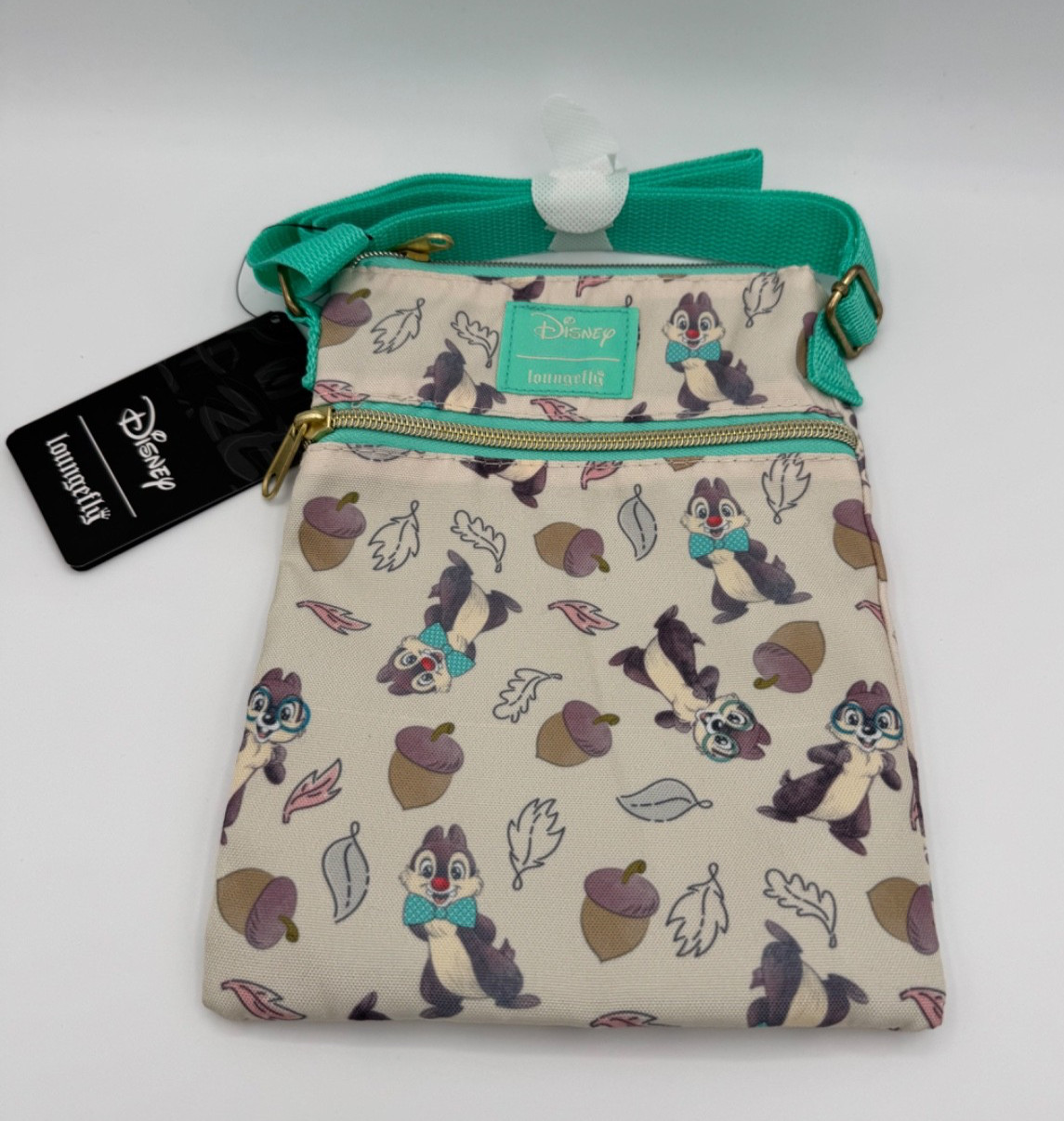 Loungefly Disney Chip ‘N’ Dale Acorn Juniors’ Passport Crossbody Bag NEW