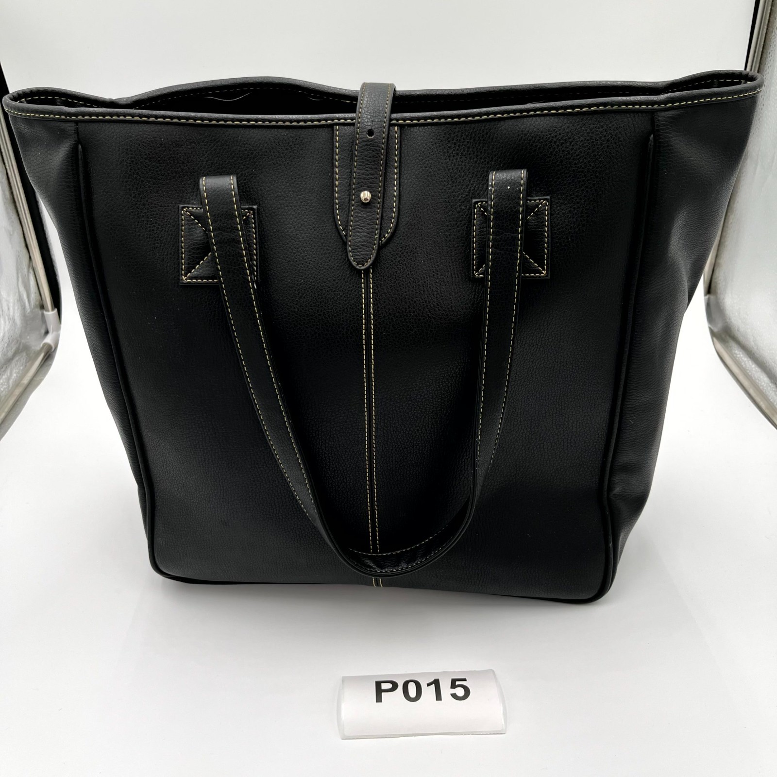 Barrington Nantucket Women’s Handbag Black Pebbled Leather Inner Pocket Tote Bag