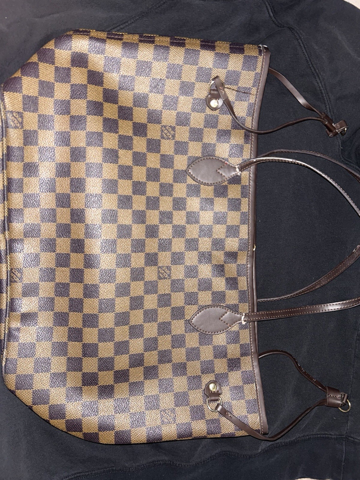 Louis Vuitton Damier Ebene Large Zip Tote w/ Detachable Strap, Red Lining