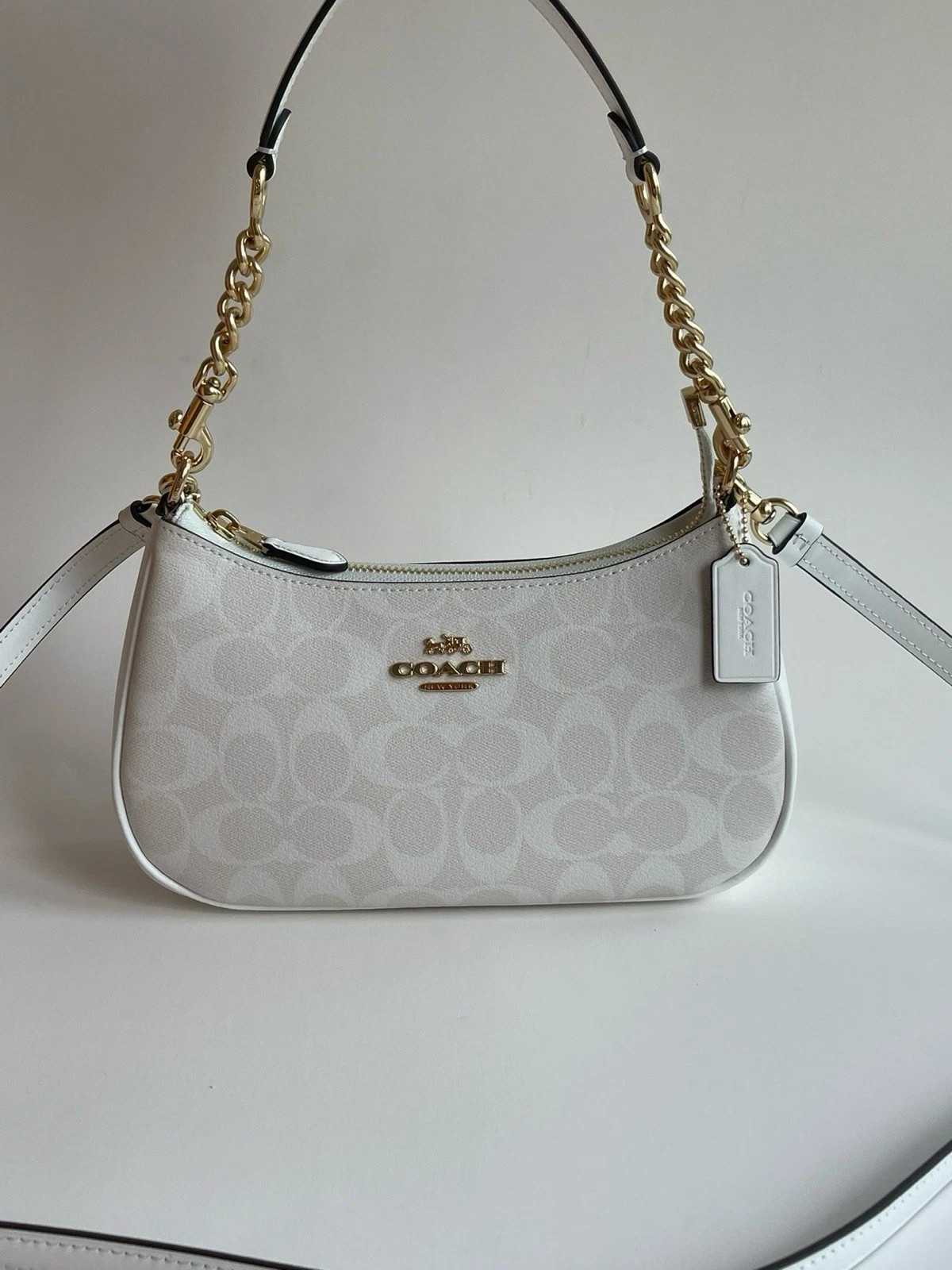 NEW COACH Teri 2Way Shoulder Bag Signature Coated Canvas White outlet CA548