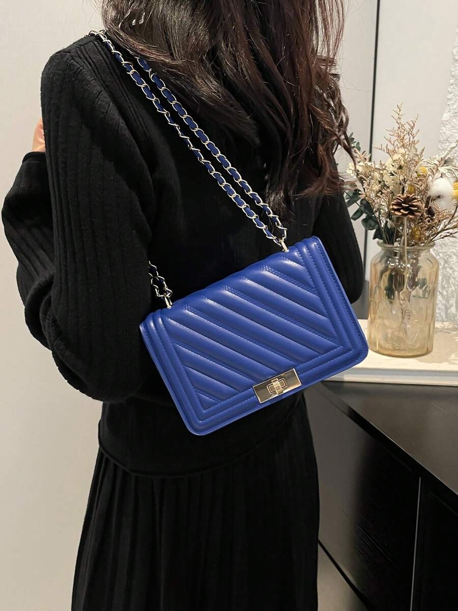 Mini Quilted PU Leather Crossbody Bag Women Chain Shoulder Square Handbag