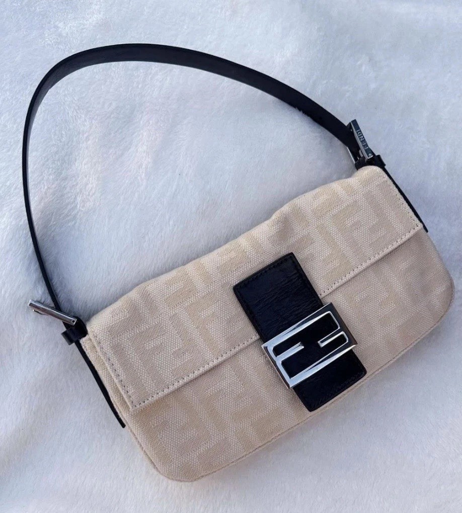 Fendi Zucca Mama Baguette Shoulder Bag in Cream