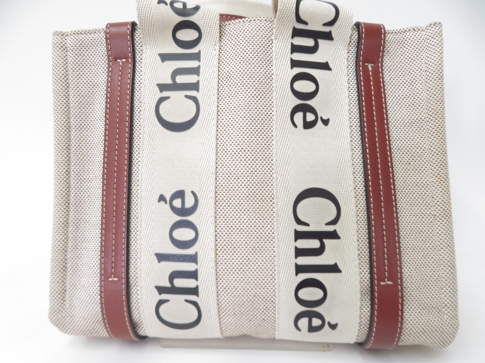 Authentic CHLOE Woody Small Canvas Handbag Bag I#53550