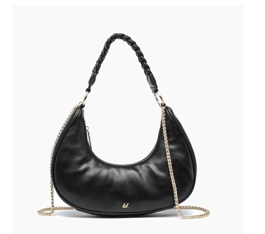 LIKE DREAMS Nova convertible chain link wedge shoulder crossbody bag – Black~
