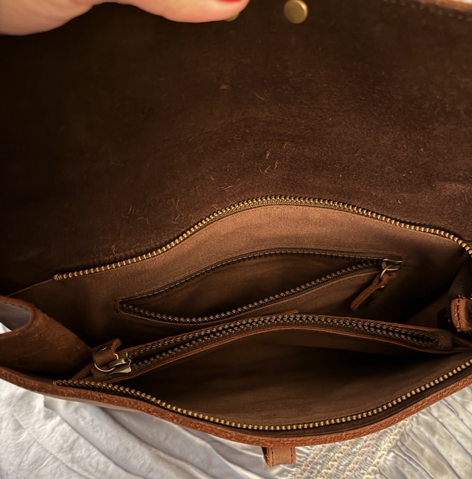 Baseballism Brown Shoulder Bag Zip Top Buckle Flap Logo, Inner Pockets