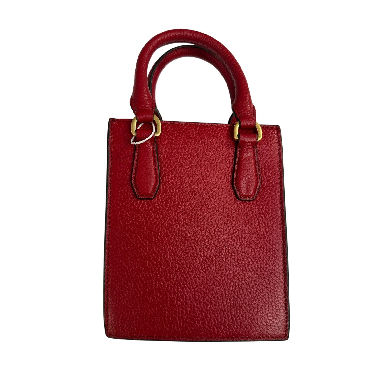 Tory Burch Blake Red Pebbled Leather Mini Shopper Tote Crossbody Shoulder Bag