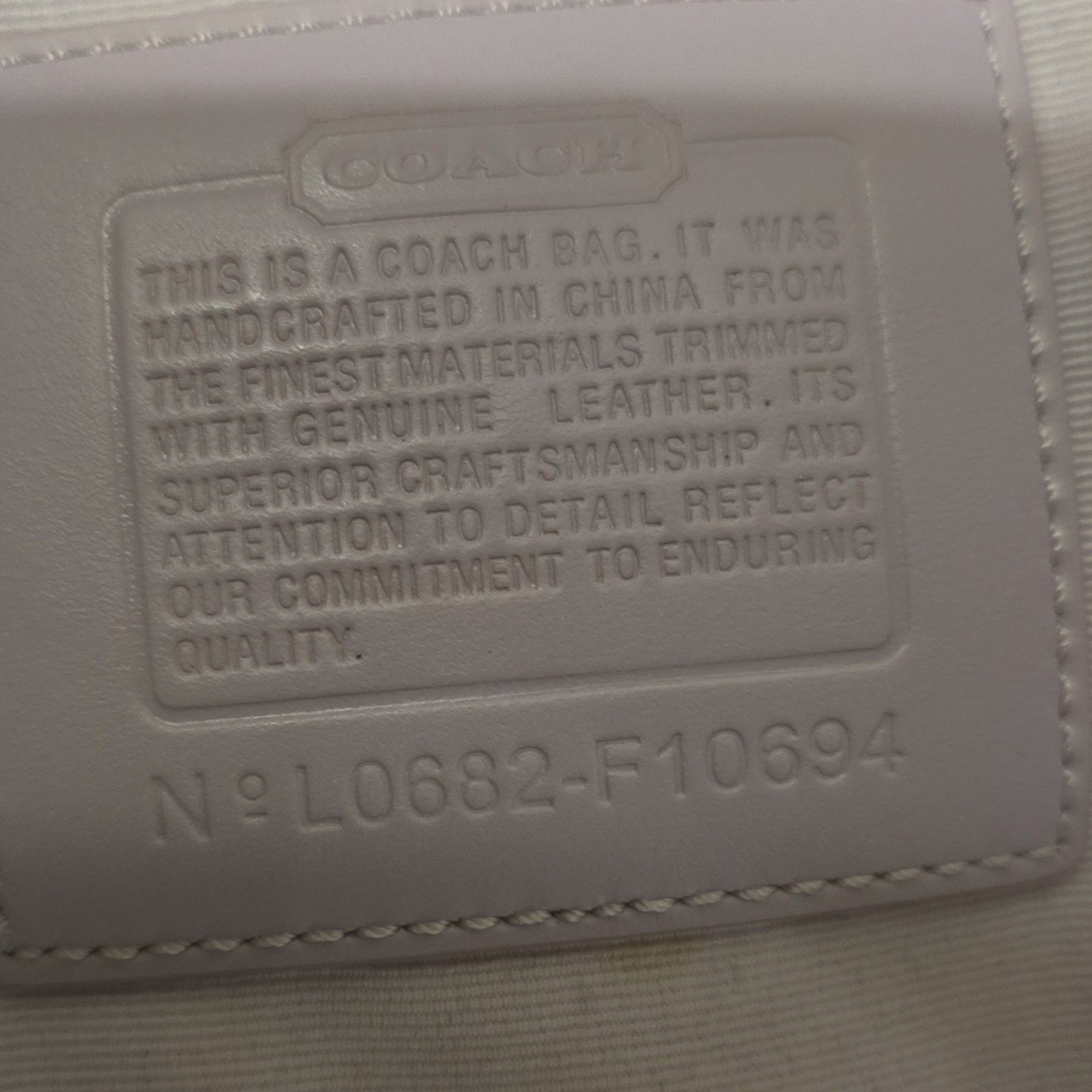Vintage Coach Hampton Nylon Mini Tote F10694 Ivory White Lilac Purple 2006 Y2k