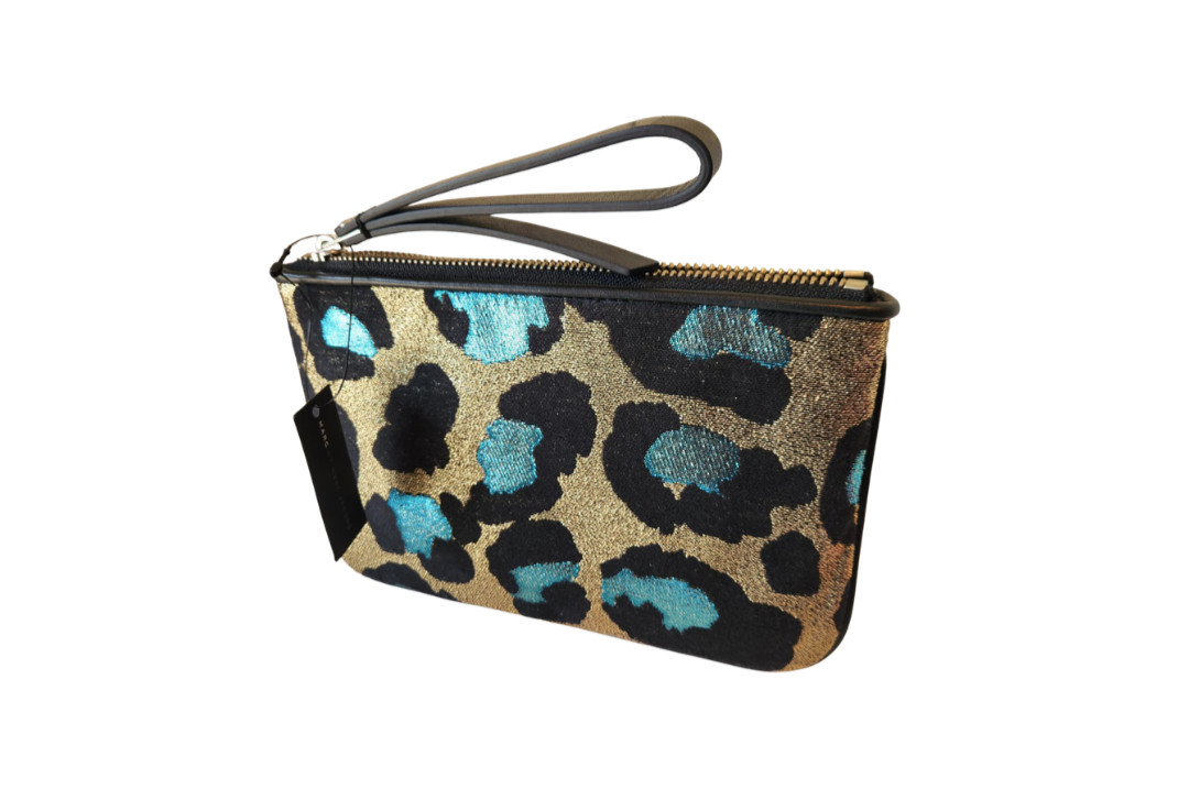 Marc by Marc Jacobs Turquoise Multi Metallic Leopard Print Wristlet NWT