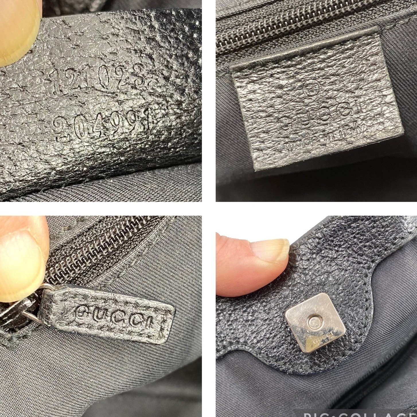 Gucci GG Monogram Eclipse Tote Bag Cloth Canvas Leather Trim Black Y2K Purse