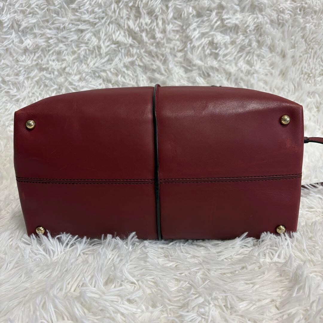 Tod’s D Styling Red Leather 2Way Tote Bag Shoulder Handbag Gold HW 2Way Strap