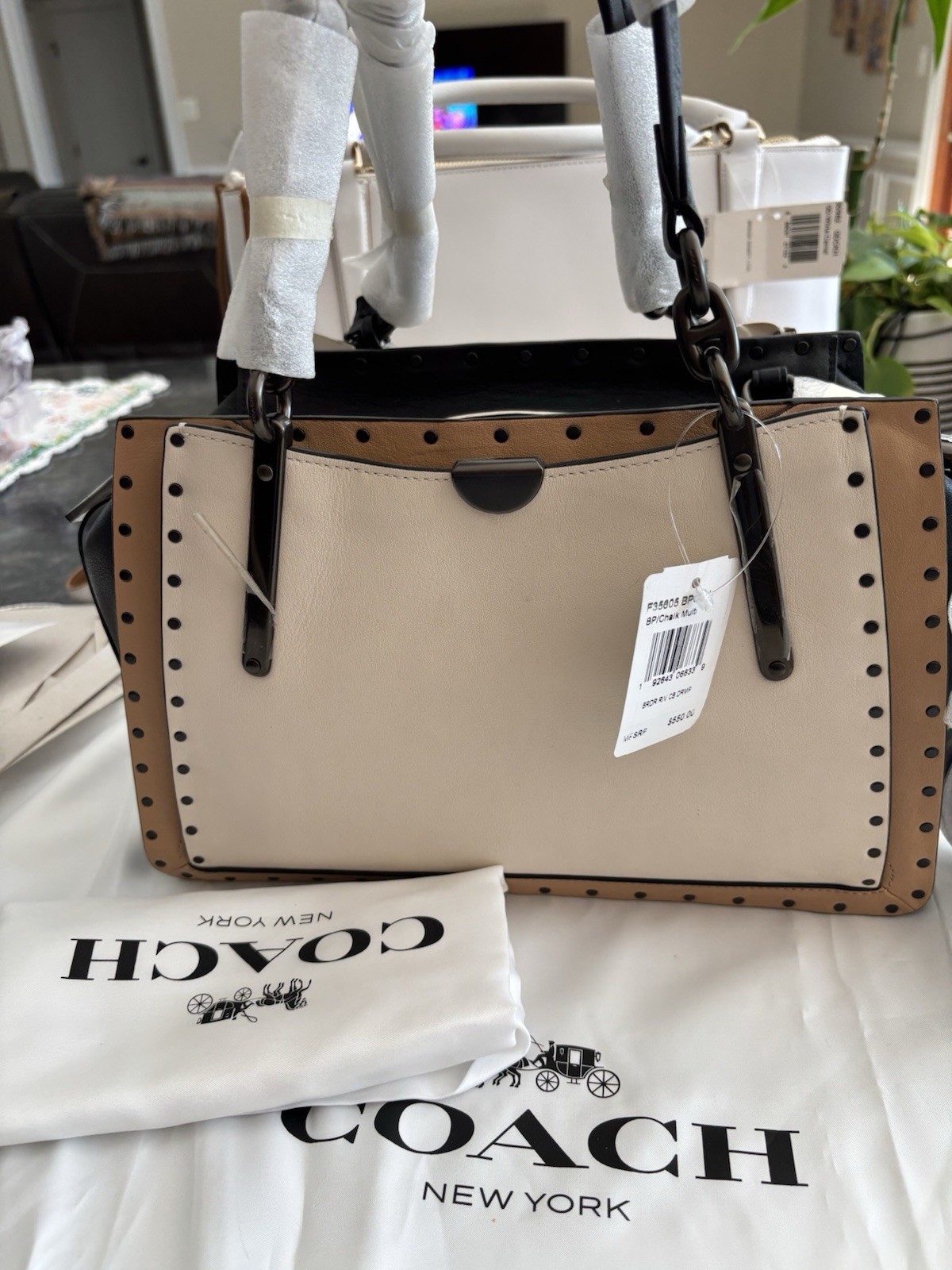 COACH NWT F35805. BP/Chalk Multi – Border Rivets Dreamer Bag