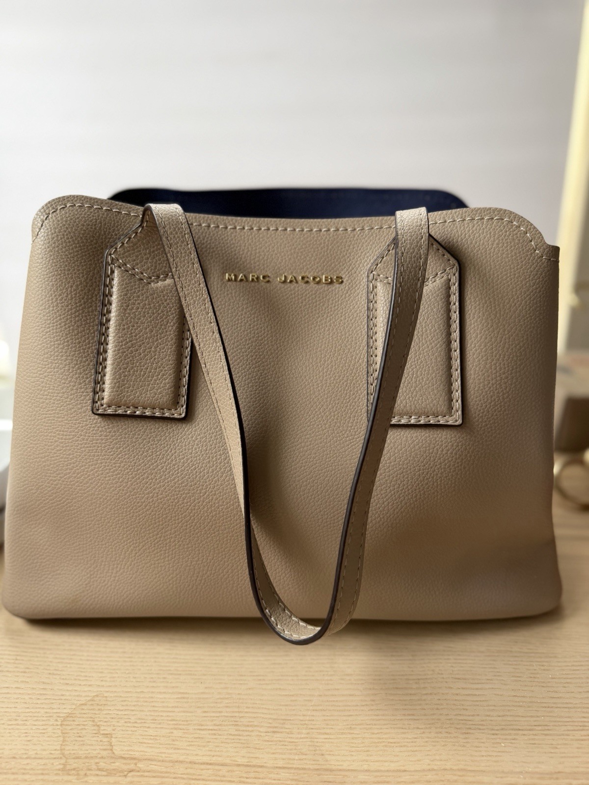 NWT New Designer MARC JACOBS Editor Tote Griffin Beige Nude Handbag Bag Purse