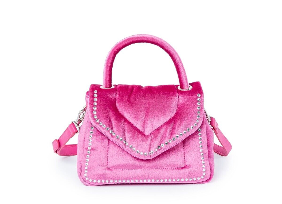 Skinnydip London Leo Velvet Bling Small Tote Bag Pink Silver