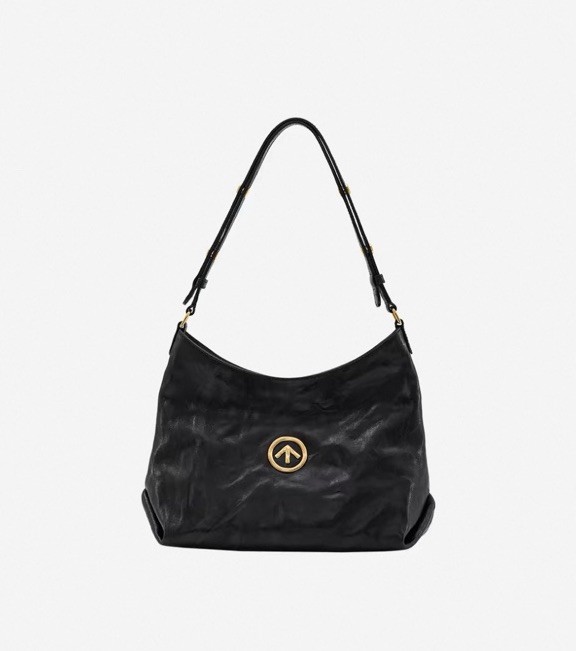 Black Crinkle Sheepskin Soft Lightweight Shoulder Underarm Crossbody Bag small