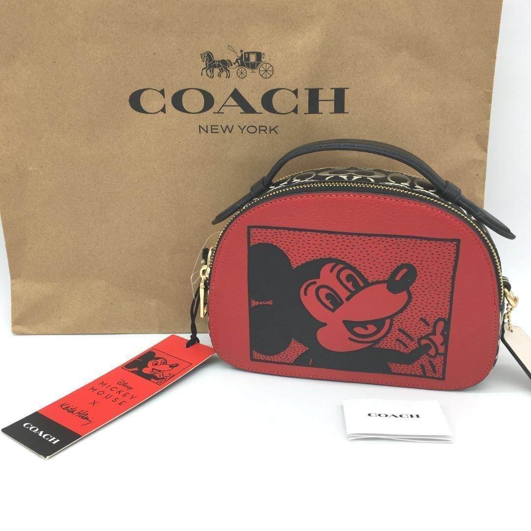COACH Serena Satchel Disney Mickey Mouse Keith Haring Red