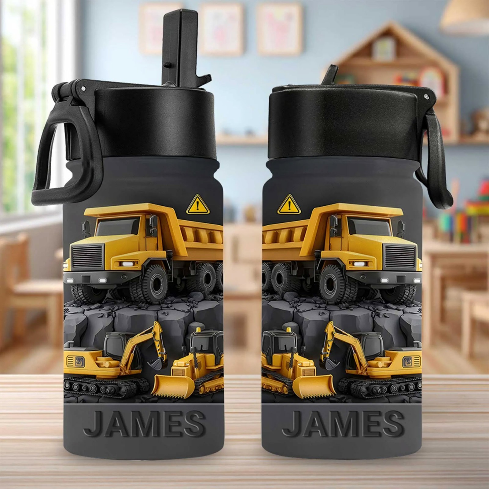 Custom Back To School Backpack Kids Excavator Truck Lunch Bag Construction Bag