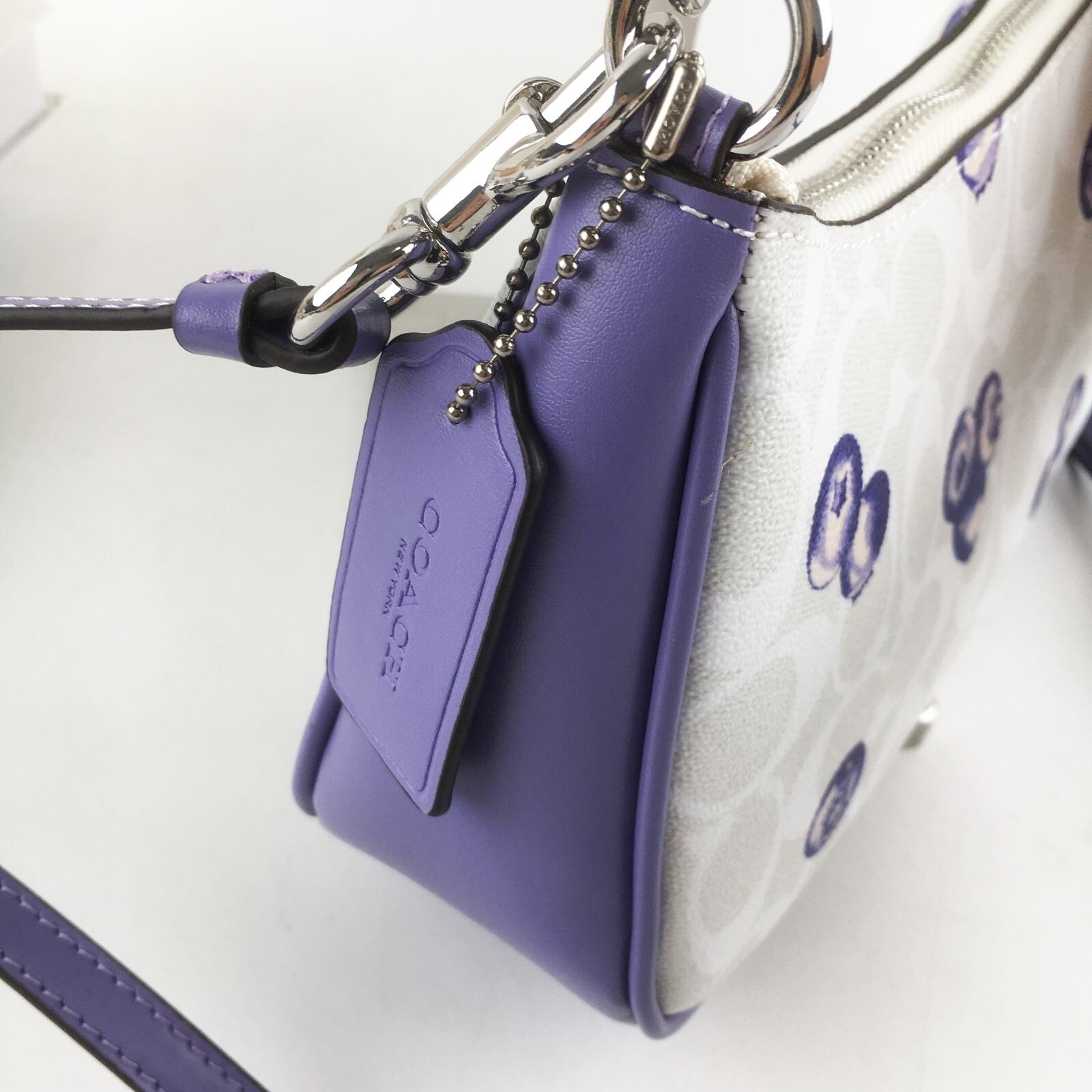 COACH CR292 Teri 2way Shoulder Bag Signature Canvas Blueberry Print NWT