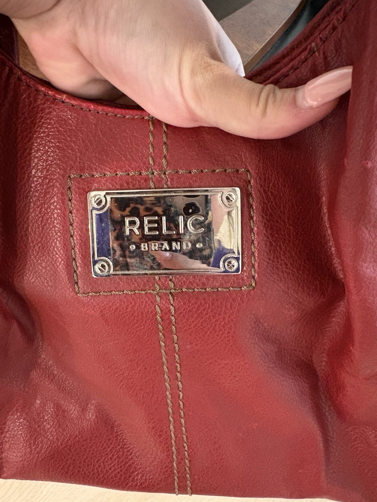 Relic Red Medium Shoulder Bag Braided Strap Detachable Strap Pockets