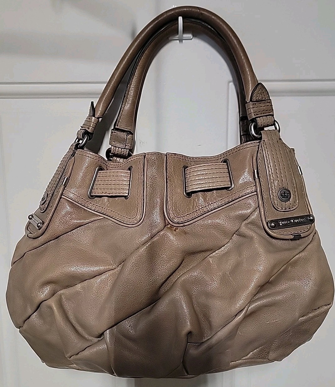 Juicy Couture Brown Leather Freestyle Satchel Hobo Tote Bag Y2K Purse