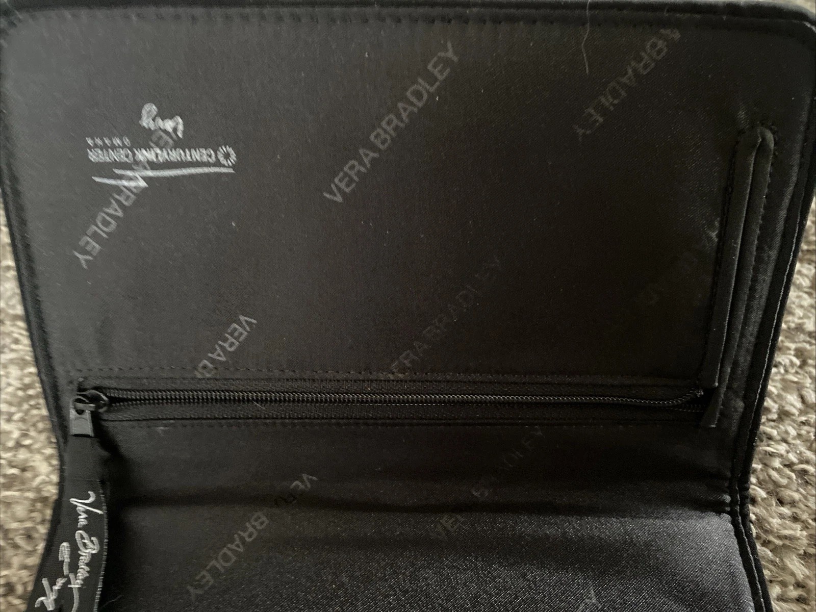 Vera Bradley black, quilted, microfiber jewelry travel case, trifold